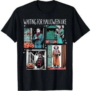 Horror Movie Characters Waiting for Halloween Like Shirt Funny Scary Movie 90